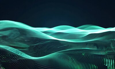 Poster - Abstract teal digital wave pattern