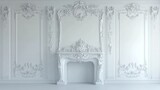 Elegant white rococo fireplace wall interior design