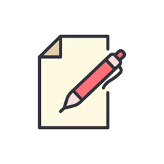 Poster - Modern Illustration Of Note With Pen For Creative Writing Or Documentation
