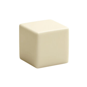Creamy Beige Cube Minimalist 3D Render of a Simple Geometric Shape