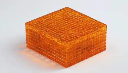 Poster - 3D rendering of a tech wall made by orange cubes
4
