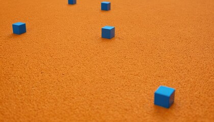Poster - 3D rendering of a tech wall made by orange cubes
3