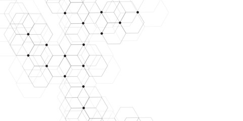 Fototapete - Abstract technology background with hexagons. modern geometric hexagon shape Poster, wallpaper, Landing page. geometric hexagonal, triangle, shape. Vector illustration. can be used in cover design.