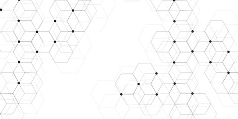 Fototapete - Abstract technology background with hexagons. modern geometric hexagon shape Poster, wallpaper, Landing page. geometric hexagonal, triangle, shape. Vector illustration. can be used in cover design.