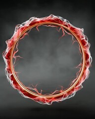 Poster - Circular Glow with Red and White Flames on Dark Background