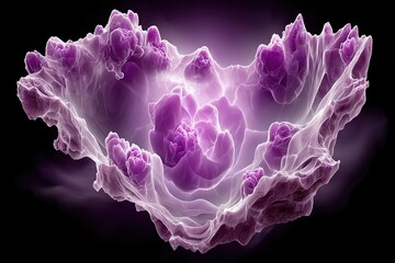 Poster - Ethereal Purple Flower Shapes Emerging from Mystical Background