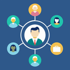 Fototapete - Employee Referral Process Icon - Networking, Recommendation, and reference 