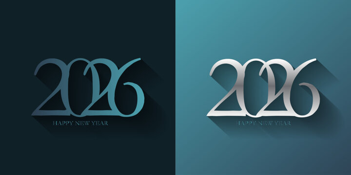 new year greetings 2026 logo design, silver color numbers for new year celebration, events and greetings