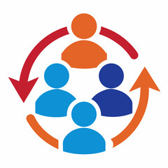 Poster - People with arrow icon teamwork team rotation icon 