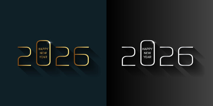 New Year's greeting logo design 2026 logo design, gold color numbers for New Year's celebrations, events and greetings