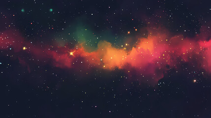 Wall Mural - A colorful nebula with many bright stars across the dark expanse. [Orbital Echoes] | Wavelength Dust | faint relay. Illustration