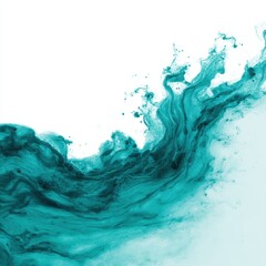 Poster - Vibrant Teal Swirl in Abstract Composition, Flowing Watercolor Effect Conveying Motion and Energy in Artistic Presentation