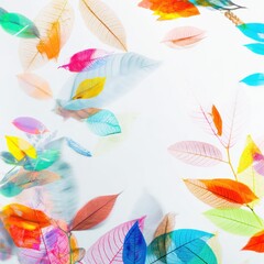 Poster - Vibrant Abstract Leaves in Colorful Transparency Creating an Artistic Natural Background for Creative Projects and Designs