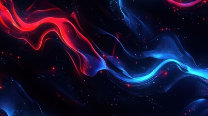 Leinwandbilder - Abstract red blue energy waves, dark background, digital art, gaming