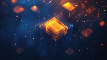 Leinwandbilder - Glowing cubes, digital space, abstract background, tech concept, website banner