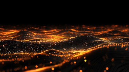 Leinwandbilder - Glowing particle waves, dark background, abstract energy
