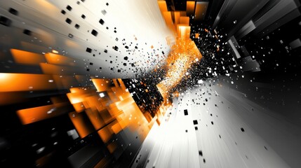 Leinwandbilder - Abstract Orange and White Cubes Exploding