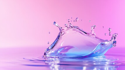 Fototapete - Cool-toned fluid splash forming futuristic shapes, isolated on gradient background, 3D digital render