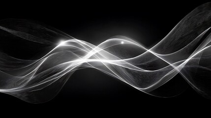 Poster - Abstract Waves Elegant Flowing Lines in Black and White