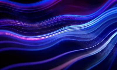 Fototapete -  Blue background with waves, dark blue and indigo, smooth curves, dark black and light navy, blurred background, 