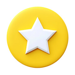 Poster - A glossy yellow circle with a white star shape in the center  isolated background view isolated on transparent background