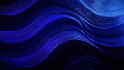 Fototapete -  Blue background with waves, dark blue and indigo, smooth curves, dark black and light navy, blurred background, 