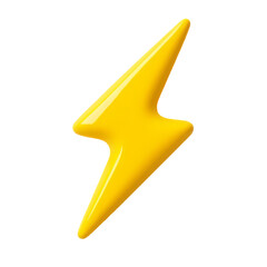 Poster - A glossy yellow lightning bolt symbol isolated  a stark  in a studio shot isolated on transparent background