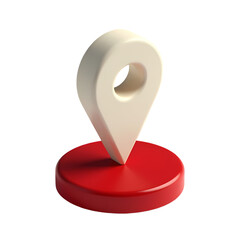 Poster - A location pin icon with a white pointer on a red base   in a digital render isolated on transparent background