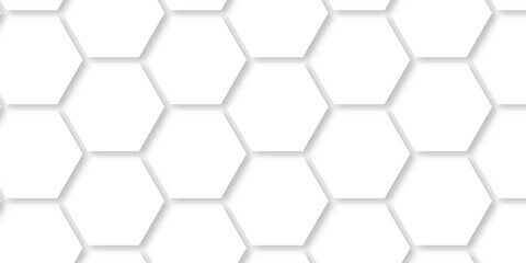 Poster - abstract emboss white hexagonal background. luxury white pattern. futuristic minimal honeycomb mosai