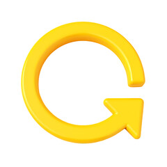 Poster - A glossy yellow circular arrow pointing downwards  in a simple graphic style isolated on transparent background