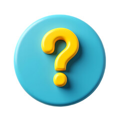 Poster - A vibrant yellow question mark icon set  a textured blue circular background illustration art isolated on transparent background