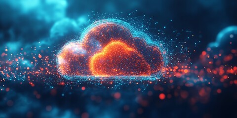 Poster - Fiery Cloud Network: Abstract Digital Art