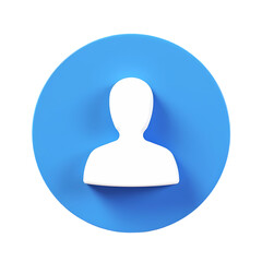 Poster - A white user icon on a blue circle background with a shadow and a simple design for profile use isolated on transparent background