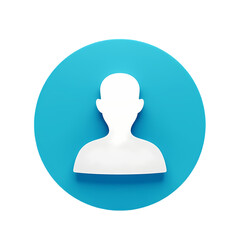 Poster - A white silhouette of a person on a light blue circular background with  behind it isolated on transparent background