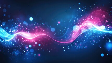 Leinwandbilder - Abstract energy waves, glowing particles, dark background, design element