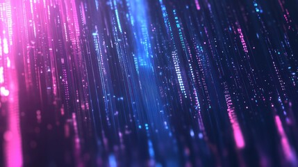 Leinwandbilder - Abstract digital rain, glowing lines, dark background, tech backdrop