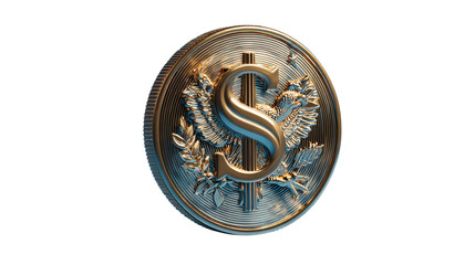 Poster - Gold dollar coin with eagle and dollar sign investment finance currency wealth money savings banking business on transparent background