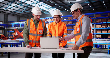 Poster - Engineers Inspect Warehouse Using Automation Software