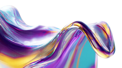Poster - Abstract liquid fluid wave background purple gold iridescent holographic design wallpaper texture art graphic on transparent background