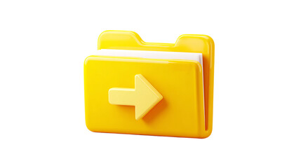 Poster - Yellow file folder with arrow icon for data transfer and file management and organization concept idea on transparent background