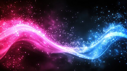 Leinwandbilder - Pink blue light wave energy abstract background