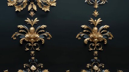 Poster - Luxury Black Background Video Loop: Elegant Seamless Pattern Animation