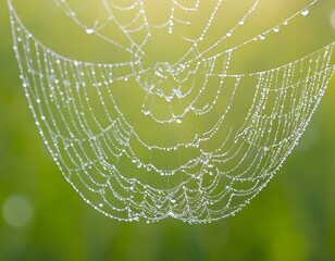 spider web with dew drops