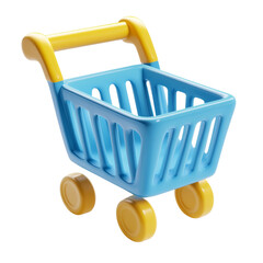 Poster - Colorful and isolated 3D rendering of a shopping cart on white background