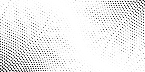 Poster - Abstract wave background, black and white wavy stripes or lines design. Background with monochrome dotted texture. Polka dot pattern template.