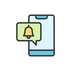 Poster - Mobile Phone With Notification Bell Icon In Speech Bubble Illustration
