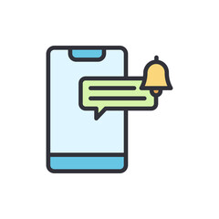 Poster - Mobile Notification Alert With Message Bubble On Transparent Background
