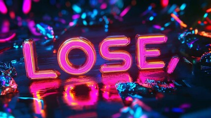 Poster - Neon LOSE Sign in a Cyberpunk Setting
