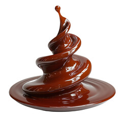 Aufkleber - Glossy chocolate vortex gracefully swirls on a matching chocolate plate