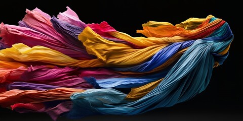 Poster - Vibrant Colorful Fabric Swirls Draped in Dynamic Motion Abstract Background Texture